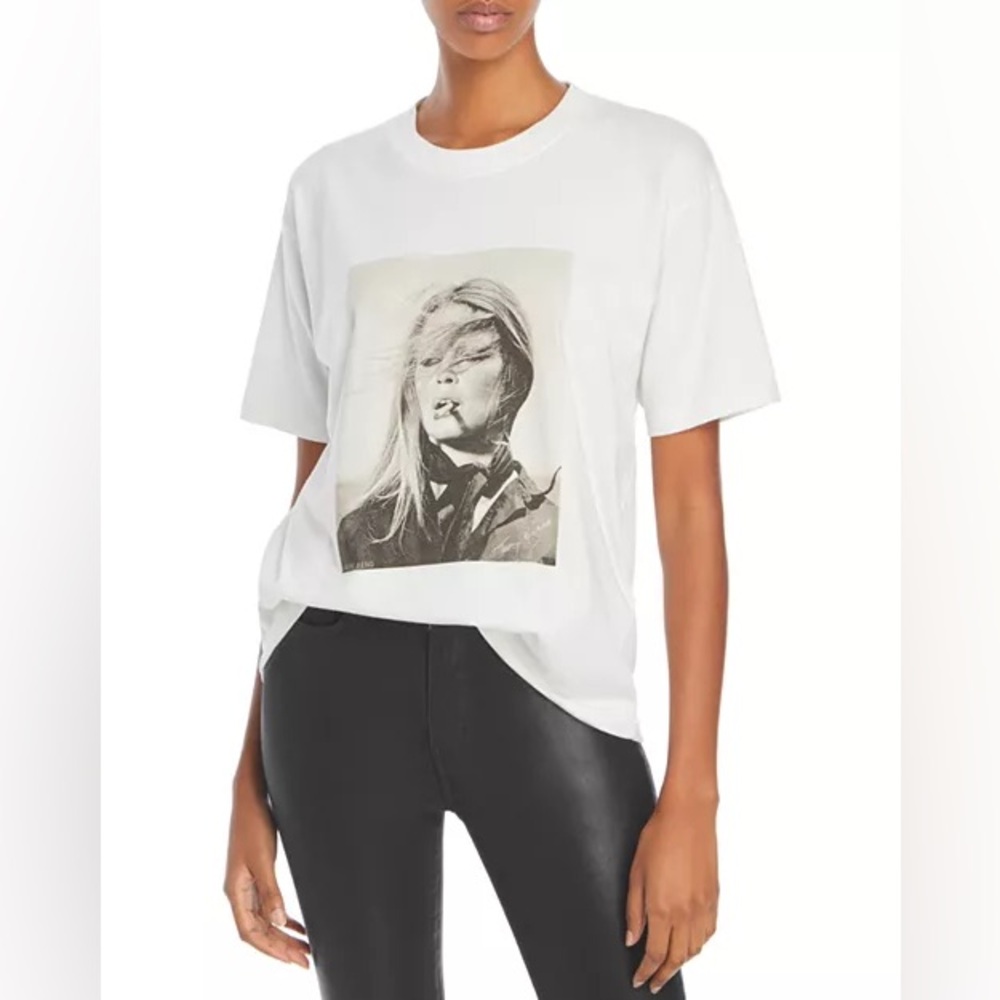 Anine Bing White Graphic Short Sleeve Tee